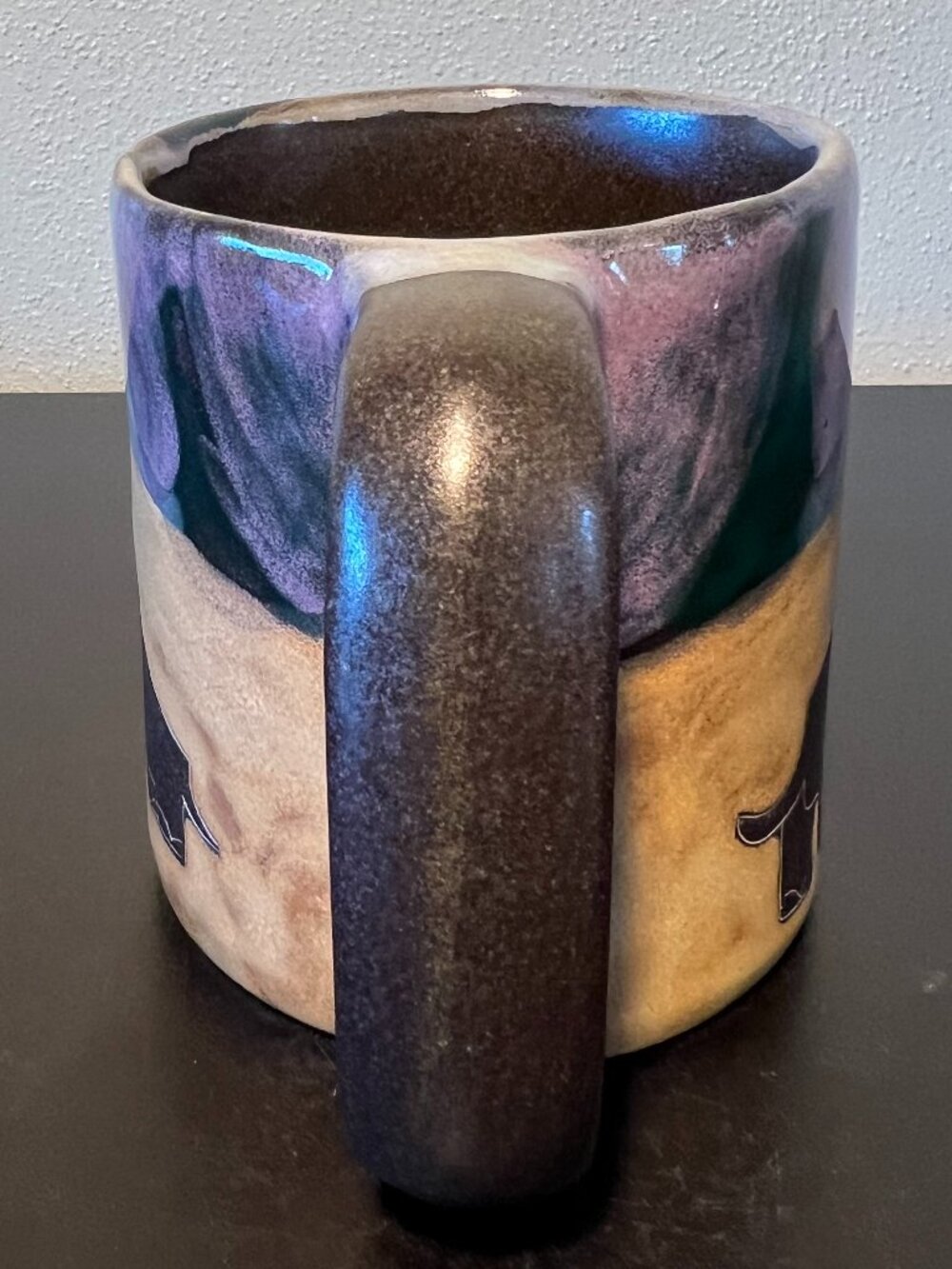 Handcrafted MARA STONEWARE Sgraffito Pottery Etched Elephant Mug Artist Signed - Picture 7 of 12